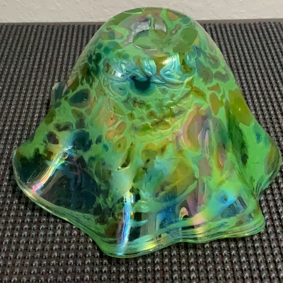 Glass Eye green glass bowl. Made in USA - Picture 6 of 9